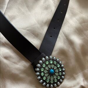 GAP Brown Cow Leather Belt. Size Medium with Faux Stones.